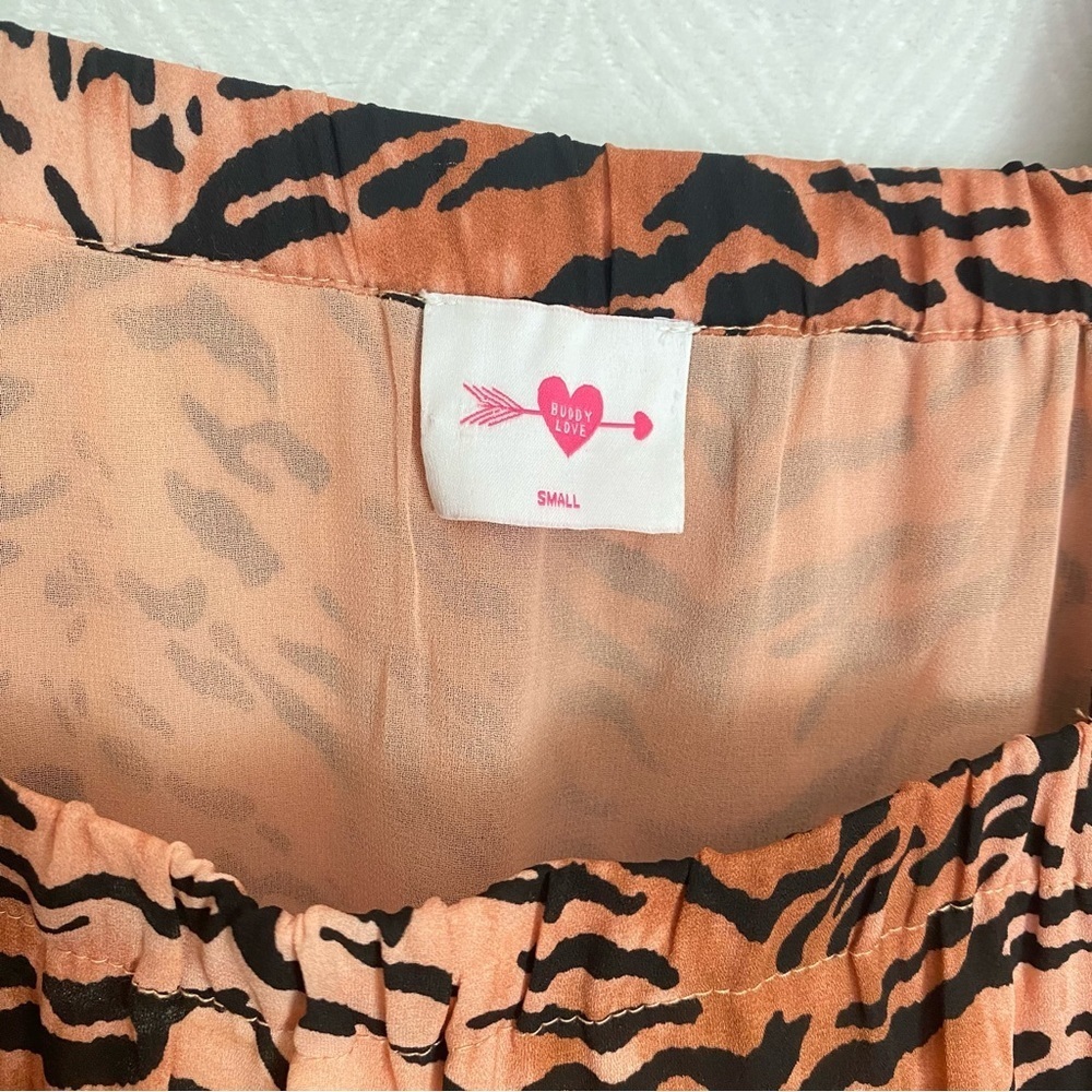 Buddy Love Becca Tiger Print Babydoll Mini Dress Women’s Small Puff Sleeves - Picture 10 of 16